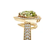 Milgrain Halo Engagement Ring Setting for Fancy Yellow Heart-Shaped Center with Three-Sided Pave Band and Prong Head in Yellow Gold