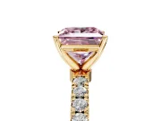 Open Basket Engagement Ring Setting for Fancy Pink Princess Cut Center with Pave Band and Prong Head in Yellow Gold