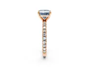 Solitaire Engagement Ring Setting for Fancy Blue Princess Cut Center with Fine Pave Band and Claw Prong Head in Rose Gold