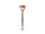 Solitaire Engagement Ring Setting for Fancy Pink Round Cut Center with Shared-Prong Accents and Prong Head in Rose Gold