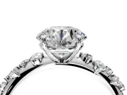 Cluster Engagement Ring Setting for Round Cut Center with Round Cut Accent Band and Prong Head in Sterling Silver