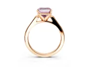 Solitaire Engagement Ring Setting for Fancy Pink Asscher Cut Center with Channel Accents and Prong Head in Rose Gold