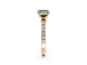 Open Basket Engagement Ring Setting for Fancy Green Asscher Cut Center with Pave Band and Prong Head in Rose Gold