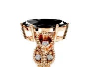 Leaf Engagement Ring Setting for Fancy Black Marquise Center with Milgrain Accent Band and Prong Head in Rose Gold