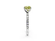 Solitaire Engagement Ring Setting for Fancy Yellow Cushion Cut Center with Micro Pave Band and Prong Head in White Gold