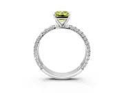 Solitaire Engagement Ring Setting for Fancy Yellow Emerald Cut Center with Domed Multi-Row Pave Band and Prong Head in Sterling Silver