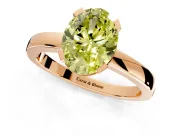 Solitaire Engagement Ring Setting for Fancy Yellow Oval Center with Plain Band and Flat Tab Prong Head in Rose Gold