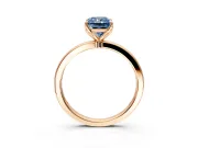 Solitaire Engagement Ring Setting for Fancy Blue Radiant Cut Center with Thin Rounded Plain Band and Prong Head in Rose Gold