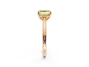 Solitaire Engagement Ring Setting for Fancy Yellow Asscher Cut Center with Narrow Cathedral Band and Prong Head in Rose Gold
