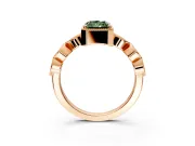 Vintage Station Engagement Ring Setting for Fancy Green Radiant Cut Center with Accents and Prong Head in Rose Gold