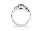 3 Stone Engagement Ring Setting for Fancy Blue Oval Center with Matching Side Accents and Prong Head in Platinum
