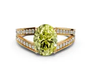Split Shank Engagement Ring Setting for Fancy Yellow Oval Center with Pave Split Shank and Prong Head in Yellow Gold