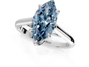 Solitaire Engagement Ring Setting for Fancy Blue Marquise Center with Cathedral Band and Prong Head in Sterling Silver
