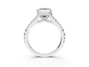 Solitaire Engagement Ring Setting for Asscher Cut Center with Pave Split Shank and Prong Head in Sterling Silver