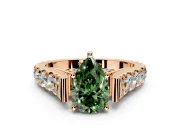 Solitaire Engagement Ring Setting for Fancy Green Pear-Shaped Center with Pave Cathedral Shoulders and Prong Head in Rose Gold