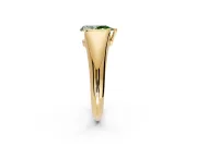 Tension Engagement Ring Setting for Fancy Green Pear-Shaped Center with Wide Tapered Band and Tension Head in Yellow Gold