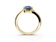 Floral Frame Engagement Ring Setting for Fancy Blue Radiant Cut Center with Accent Clusters and Prong Head in Yellow Gold