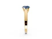 Solitaire Engagement Ring Setting for Fancy Blue Round Cut Center with Tapered Split Shoulders and Prong Head in Yellow Gold
