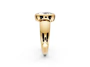 Solitaire Engagement Ring Setting for Oval Center with Wide Band and Bezel Head in Yellow Gold