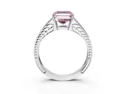Split Shank Engagement Ring Setting for Fancy Pink Asscher Cut Center with Pave Split Shank and Prong Head in Platinum