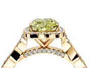 Halo Engagement Ring Setting for Fancy Yellow Cushion Cut Center with Twist Band and Prong Head in Yellow Gold