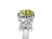 Floral Engagement Ring Setting for Fancy Yellow Round Cut Center with Marquise Cluster Shoulders and Prong Head in White Gold
