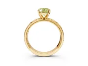 Solitaire Engagement Ring Setting for Fancy Yellow Oval Center with Scrollwork Band and Prong Head in Yellow Gold