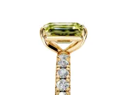 Solitaire Engagement Ring Setting for Fancy Yellow Emerald Cut Center with Shared-Prong Accents and Prong Head in Yellow Gold