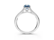 Solitaire Engagement Ring Setting for Fancy Blue Emerald Cut Center with Narrow Cathedral Band and Prong Head in Platinum