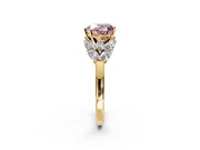 Leaf Cluster Engagement Ring Setting for Fancy Pink Heart-Shaped Center with Marquise Accents and Prong Head in Yellow Gold