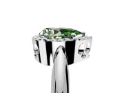 Halo Engagement Ring Setting for Fancy Green Pear-Shaped Center with Tapered Plain Band and Prong Head in Sterling Silver
