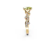 Solitaire Engagement Ring Setting for Fancy Yellow Oval Center with Bar-Station Pave Twist and Prong Head in Yellow Gold