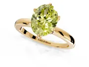 Solitaire Engagement Ring Setting for Fancy Yellow Oval Center with Plain Band and Tulip Prong Head in Yellow Gold