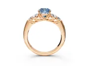 Cluster Engagement Ring Setting for Fancy Blue Cushion Cut Center with Round Cut Accent Frame and Prong Head in Rose Gold