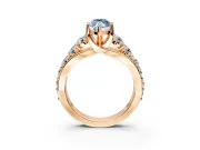 Solitaire Engagement Ring Setting for Fancy Blue Marquise Center with Graduated Shared Prongs and Prong Head in Rose Gold