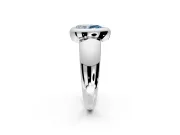 Solitaire Engagement Ring Setting for Fancy Blue Pear-Shaped Center with Wide Band and Bezel Head in Sterling Silver