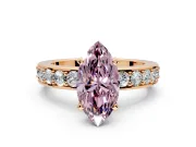 Solitaire Engagement Ring Setting for Fancy Pink Marquise Center with Channel-Set Accents and Prong Head in Rose Gold
