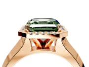 Halo Engagement Ring Setting for Fancy Green Asscher Cut Center with Knife Ridge Cathedral Band and Prong Head in Rose Gold
