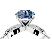 Solitaire Engagement Ring Setting for Fancy Blue Round Cut Center with Criss-Cross Accent Band and Prong Head in Sterling Silver