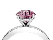 Solitaire Engagement Ring Setting for Fancy Pink Round Cut Center with Channel Baguette Band and Prong Head in Platinum