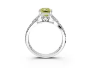 Solitaire Engagement Ring Setting for Fancy Yellow Radiant Cut Center with Pave Rail Split Shank and Prong Head in Platinum