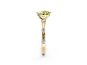 Solitaire Engagement Ring Setting for Fancy Yellow Oval Center with Bezel Station Band and Prong Head in Yellow Gold