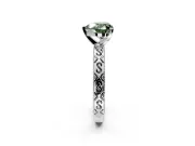 Solitaire Engagement Ring Setting for Fancy Green Heart-Shaped Center with Scrollwork Band and Prong Head in Platinum