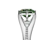 Solitaire Engagement Ring Setting for Fancy Green Asscher Cut Center with Milgrain Cathedral Band and Prong Head in Platinum
