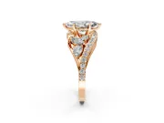Halo Engagement Ring Setting for Marquise Center with Marquise and Pave Bypass Band and Prong Head in Rose Gold