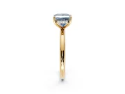 Hidden Halo Engagement Ring Setting for Fancy Blue Princess Cut Center with Thin Round-Wire Band and Prong Head in Yellow Gold