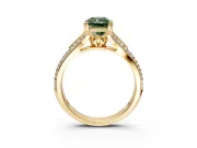 Solitaire Engagement Ring Setting for Fancy Green Radiant Cut Center with Pave Rail Split Shank and Prong Head in Yellow Gold