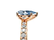 Solitaire Engagement Ring Setting for Fancy Blue Pear-Shaped Center with Round Cut Pave Band and Prong Head in Rose Gold