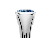 Tension Engagement Ring Setting for Fancy Blue Asscher Cut Center with Wide Tapered Band and Tension Head in Sterling Silver