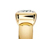 Solitaire Engagement Ring Setting for Princess Cut Center with Wide Band and Bezel Head in Yellow Gold